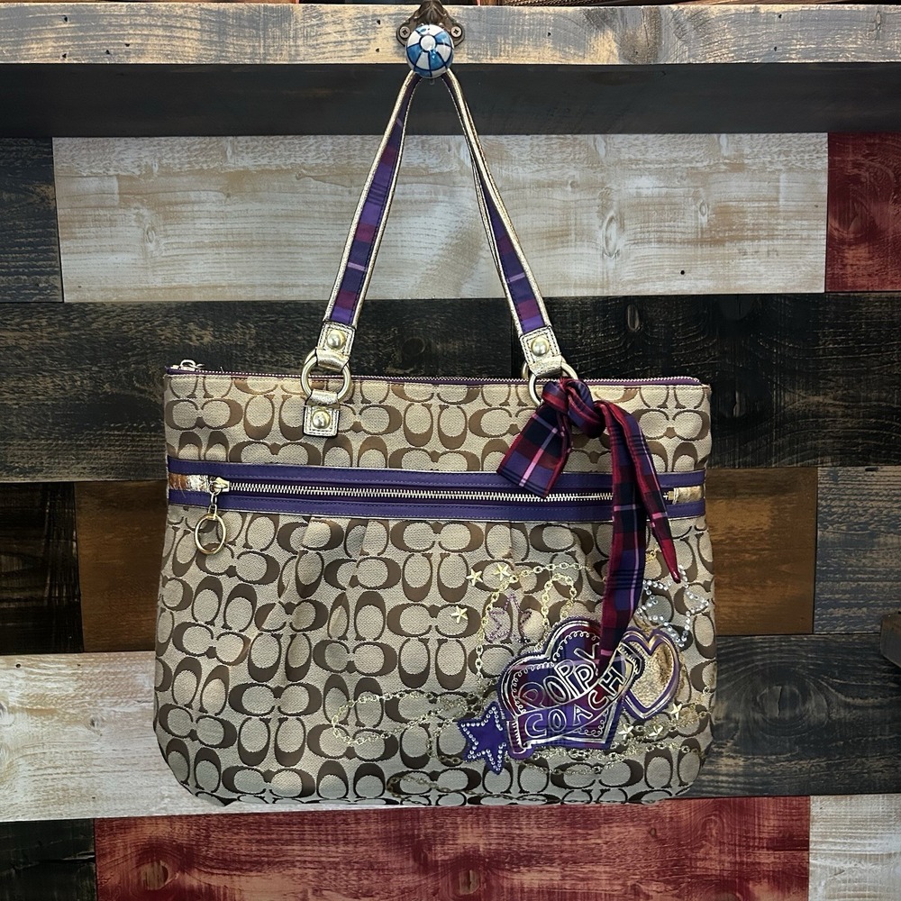 Coach Poppy Tartan Plaid Glam 15882 Shoulder Handbag Tote - RARE y2k grunge